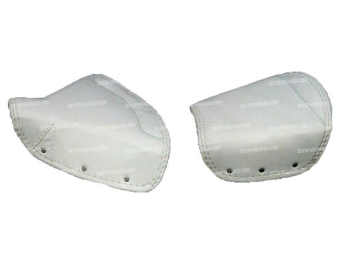 F/R Seat Cover Fits For Royal Enfield Triumph Norton Lycett Type White Leather - Picture 1 of 6