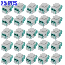 25 LC/UPC OM3 Keystone Jack Duplex Multi Mode Fiber Optical Insert Coupler Aqua