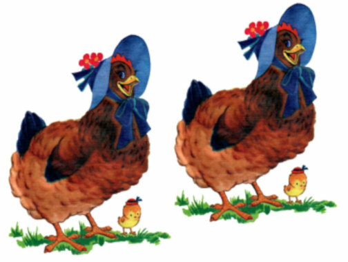 chickenページ Vintage Image Shabby Retro Birds Chicken Mother Hen Waterslide