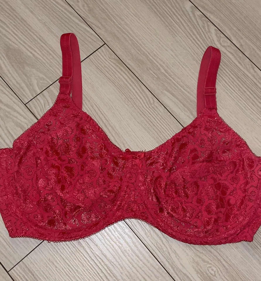 Sujetador de encaje vintage Smart Choices Playtex 3286 sin forro con aros para mujer 38D rojo Foto 3 de 4