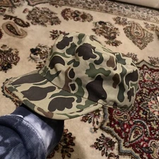 Vintage Yupoong Duck Camo Hunting Hat Adjustable Strap Cap 70s 80s