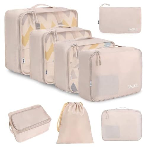 8-Piece Cream Travel Packing Cubes for Luggage Organization-image