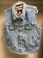 Vintage Levi's Black Label Western Denim Vest size LARGE Made in USA 70's