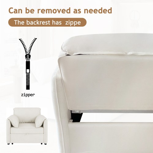 Convertible Pull Out Sofa Bed, 3-in-1 Convertible Sleeper Chair Adjustable Backr - Picture 7 of 12