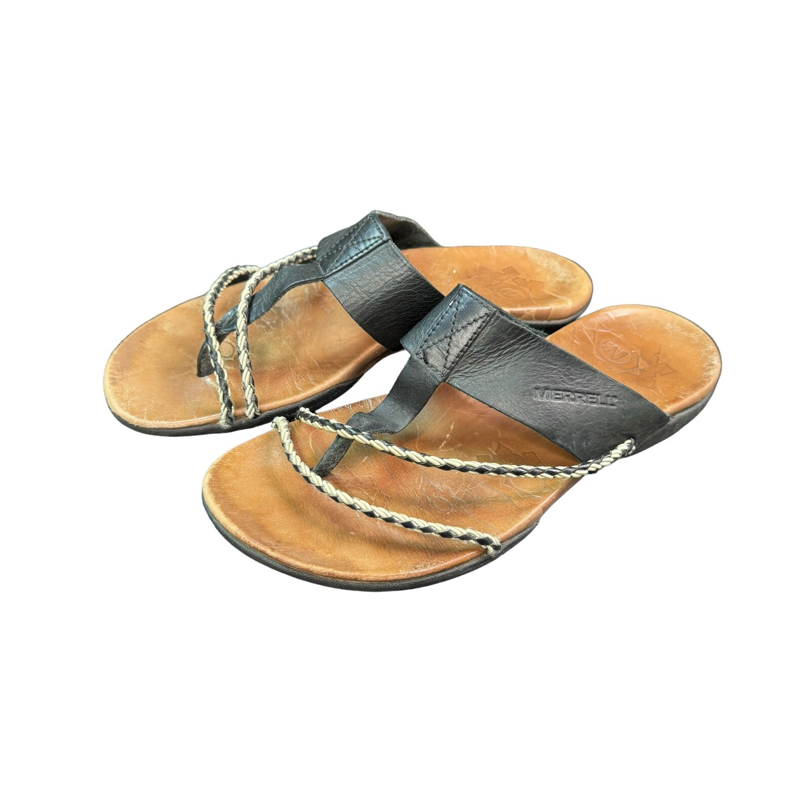 Sandali con perizoma Merrell ambra nera cinturino in pelle infradito taglia 7