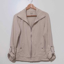 Tab Sleeve Zip Up Jersey Knit Jacket