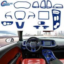 Car Interior Dash Full Decorative Trim Kit Cover for Dodge Challenger 2015+ Blue