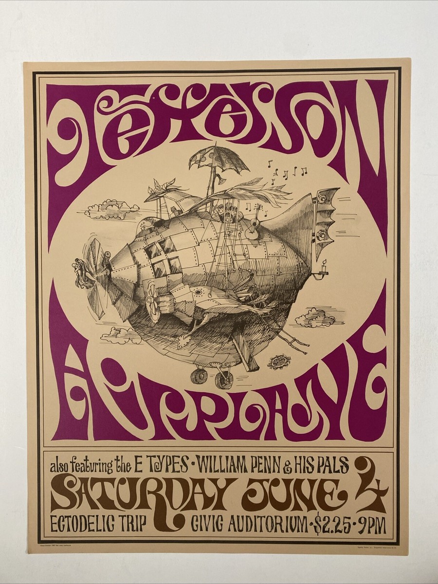 Vintage Poster Jefferson Airplane Schiller 1967 Ectodelic Trip