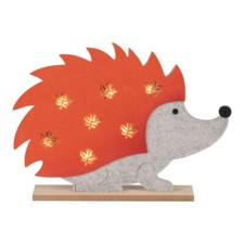 LIVARNO home LED-Deko Leuchte mit 6-Stunden-Timer Igel Filz mit Holzsockel NEU