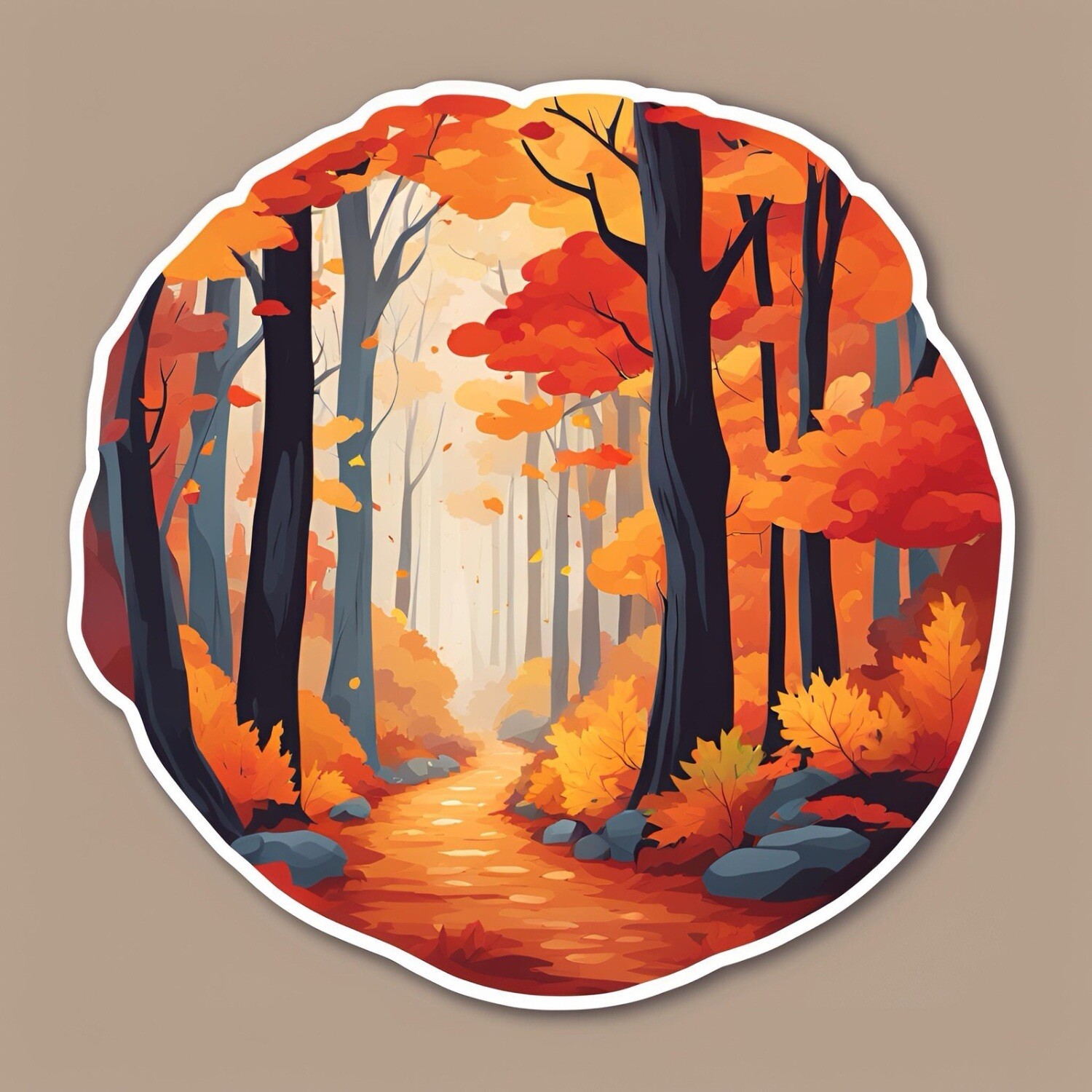 3x2.6” Autumn Path Into The Forest AMAZING STICKER!