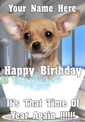 Hund alle Hunde Rasse bd20 Badezeit Spaß süß alles Gute zum Geburtstag A5 personalisierte Greeti