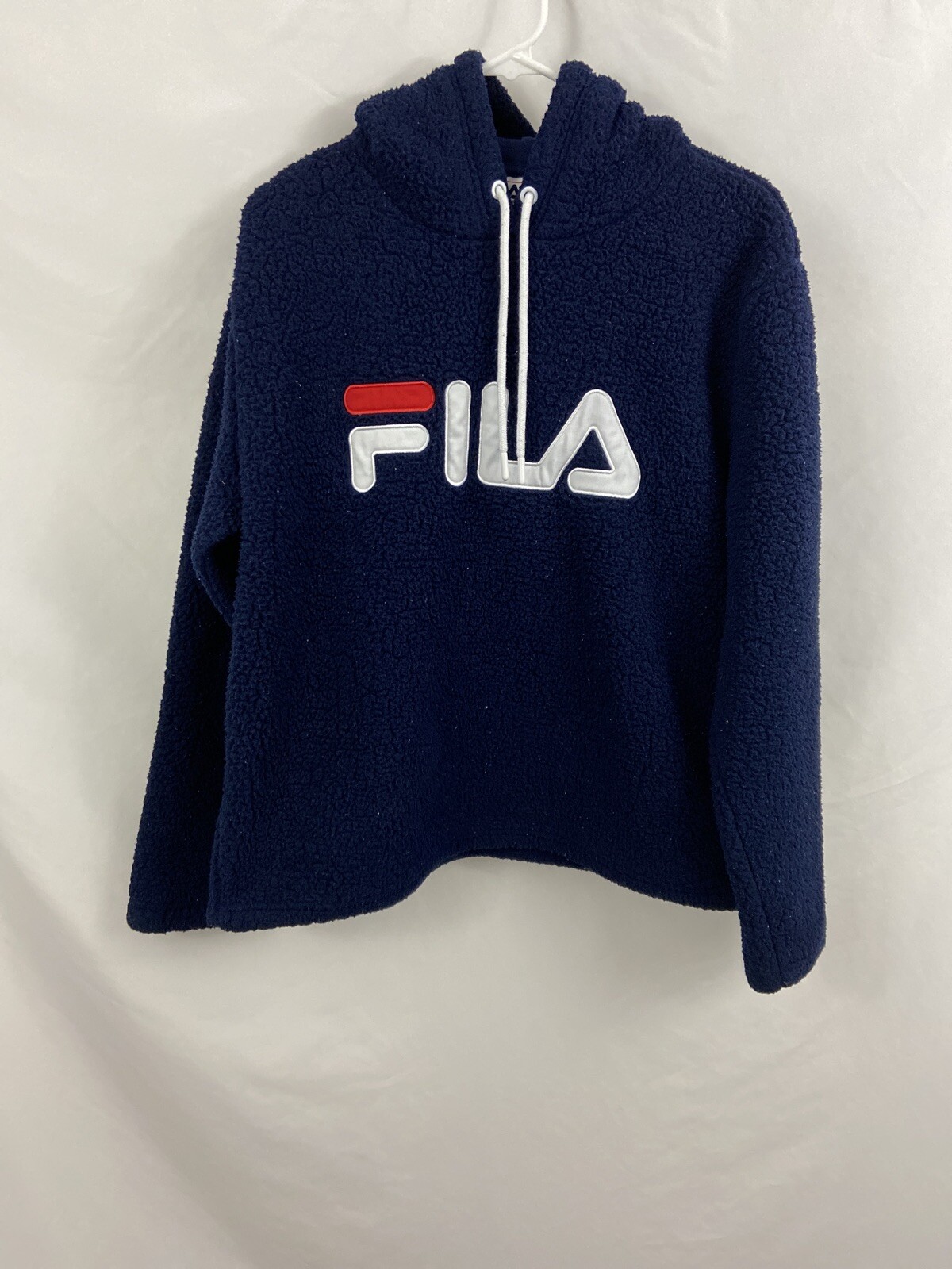Felpa con cappuccio vintage anni '90 Fila blu navy da uomo incantesimo taglia XL spell out