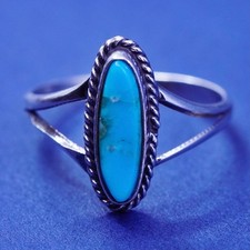 Size 6.75, vintage Sterling silver handmade ring w/ turquoise, Native American