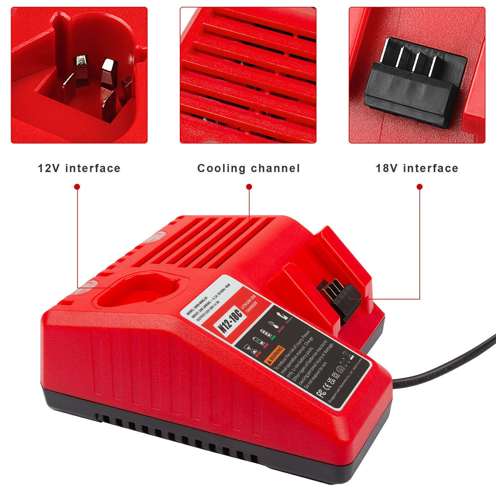Battery Charger For Milwaukee For M18 18V 12V Dual Voltage 48-59-1812