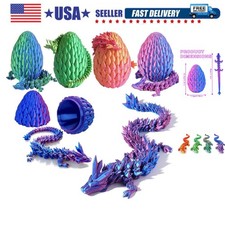 12inch 3D Printed Dragon Egg,Mystery Crystal Dragon Fidget Toys,Articulated D...