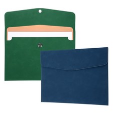 2 szt. teczek na dokumenty ze skóry PU, uchwyt na dokumenty A4 13" x 9", zielony / niebieski