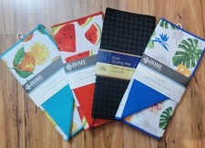 Lot Of 4 Fabric/Foam Dish Drying Coastal Mat 12"x18 Fruit Watermelon Black Palm