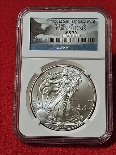 2014(S) American Silver Eagle ASE Dollar STRUCK AT SAN FRAN NGC MS 70 ER #T1294