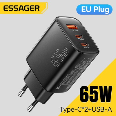  Essager 65W GaN USB Charger Type C PD Fast Charging For iPhone 17 16 15 Pro Max