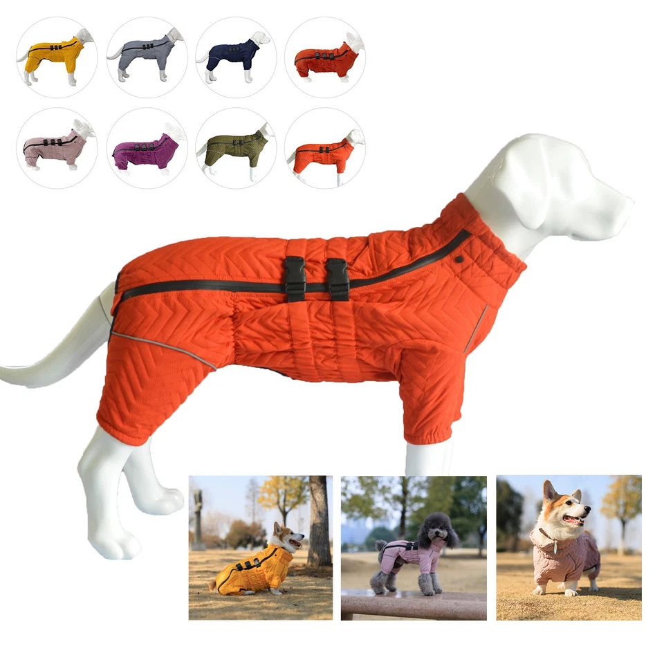 LOVELONGLONG Dog Winter Coat Windproof Waterproof Reflective Warm Dog Clothing 4 Legs Covere