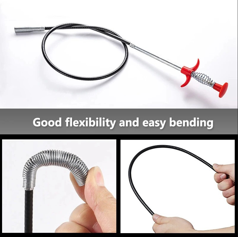 1pc 60cm Spring Pipe Dredging Tool Drain Snake Clog Remover Cleaner - NEW