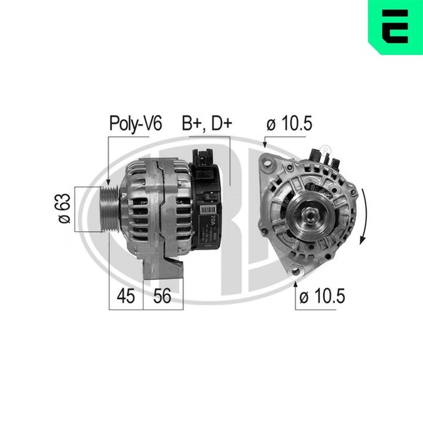 Lichtmaschine Generator Lima ERA 210216A FüR 7A Scudo Fiat Peugeot 14V Bus Eco 2-image