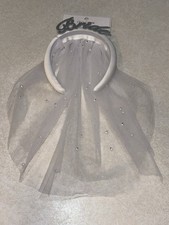 Bride Headband with Veil White Pearls Wedding Bridal Hair Accessory NWT