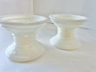 VTG Milk Glass Candleholder Set Of 2 Swirl Pattern Marked 15 17 Taper Pillar