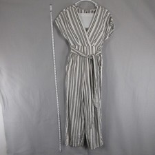 American Eagle Outfitters Jumpsuit Womens XS White Striped Tie Belt Wide Leg