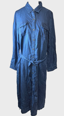 NWT Coldwater Creek Size M Tencel Lyocell Denim Maxi Dress Button Front  Belted | eBay