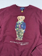 Polo Ralph Lauren Preppy Polo Bear Fleece Sweatshirt Crewneck Sz YOUTH L 14/16