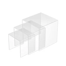 Clear Acrylic Risers 3 pcs, Square Acrylic Food Display Stands Tabletop, Disp...
