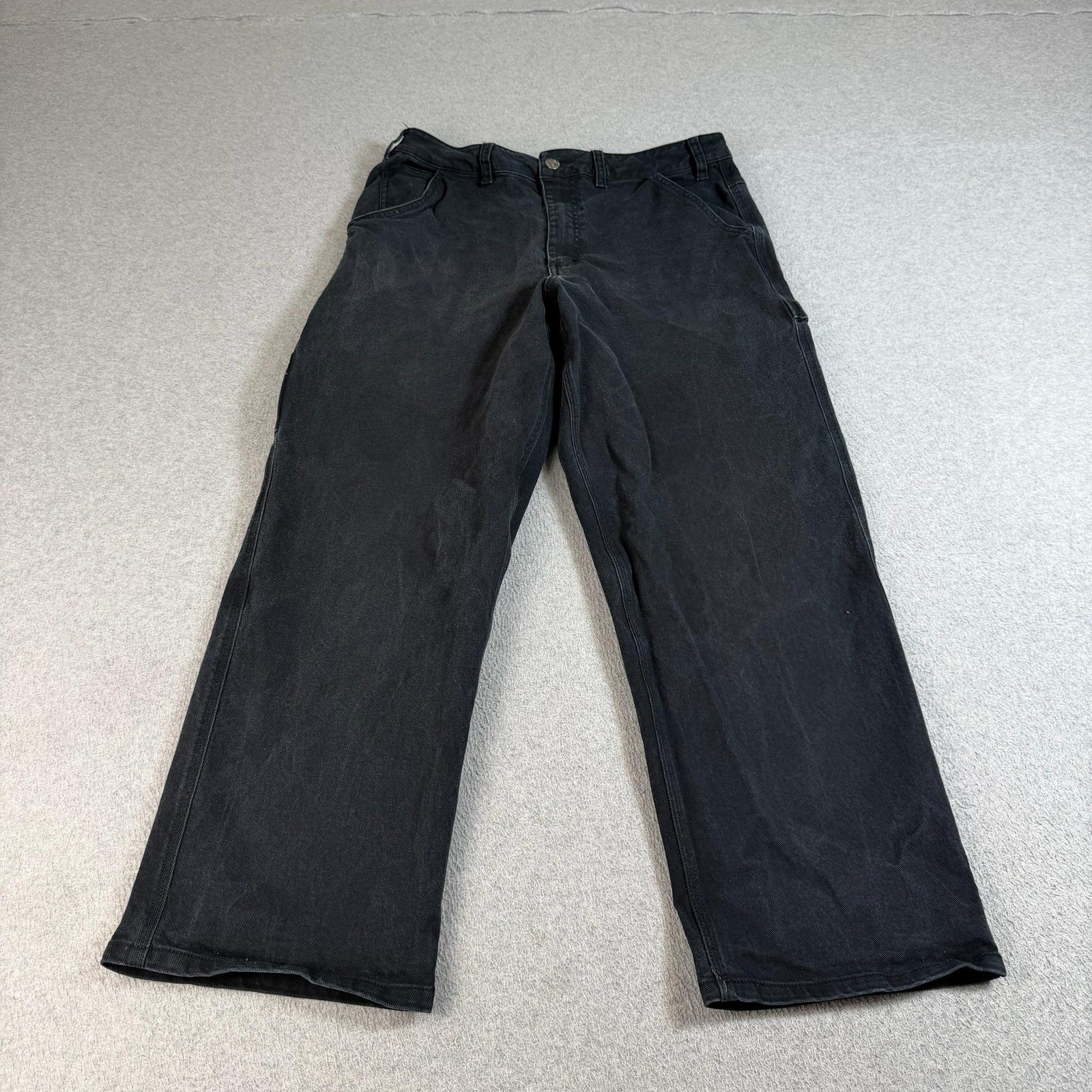 S 34x28 Black Relaxed Fit Cargo Denim Loose Baggy Streetwear Y2k