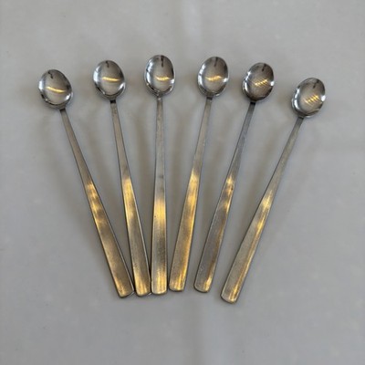 (6) Gense Sweden FACETTE Satin 18-8 Stainless Iced Teaspoons Tea Spoons
