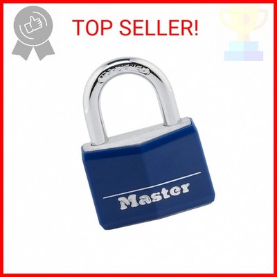 Master Lock Blue Vinyl Covered Aluminum Keyed Padlock, Small Lock for Gym or Sch