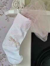 NEW RACHEL ASHWELL SHABBY CHIC PINK CANDY CANE CHRISTMAS STOCKING