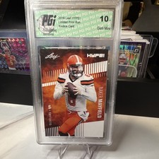 Leaf HYPE! 2018 Baker Mayfield Rookie Limited Print Run #3A Browns PGI 10 Card. rookie card picture