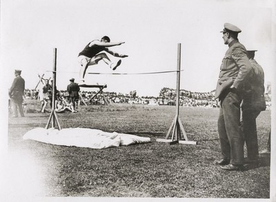 France Dominion Sports Day High Jump Winner WW1 Soldiers Vtg. Photo