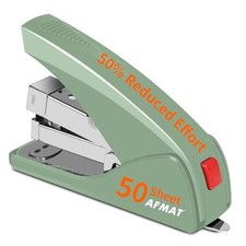 Effortless Stapler for Desk, 50 Sheet Capacity, Low Force, Built-in Green