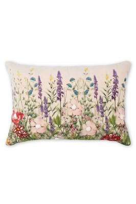 Dekokissen Wildblumen long Rittersporn bestickt mit Innenkissen Baumwolle 40x60