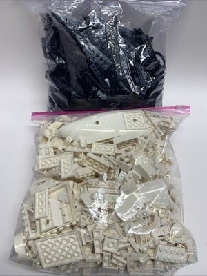 #ad Lego Bulk Random White And Black Parts Pieces Bricks Sorted Two Gallon Bags $49.87