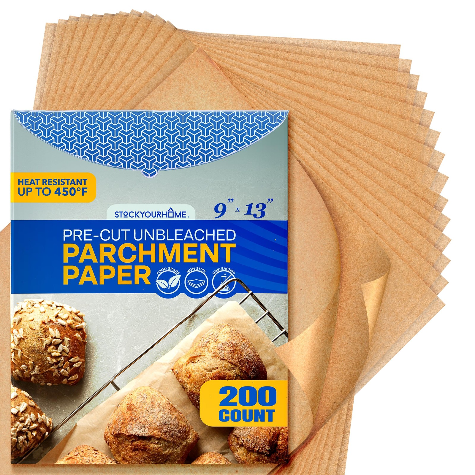 Stock Your Home 200 Ct Unbleached Parchment Paper Sheets, Pre Cut 9"x13"