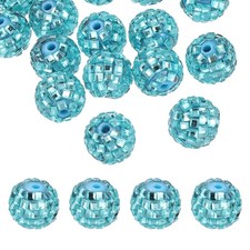 Disco Ball Beads, 20 Pcs 16mm Reflective Round Acrylic Glass, Navy Blue
