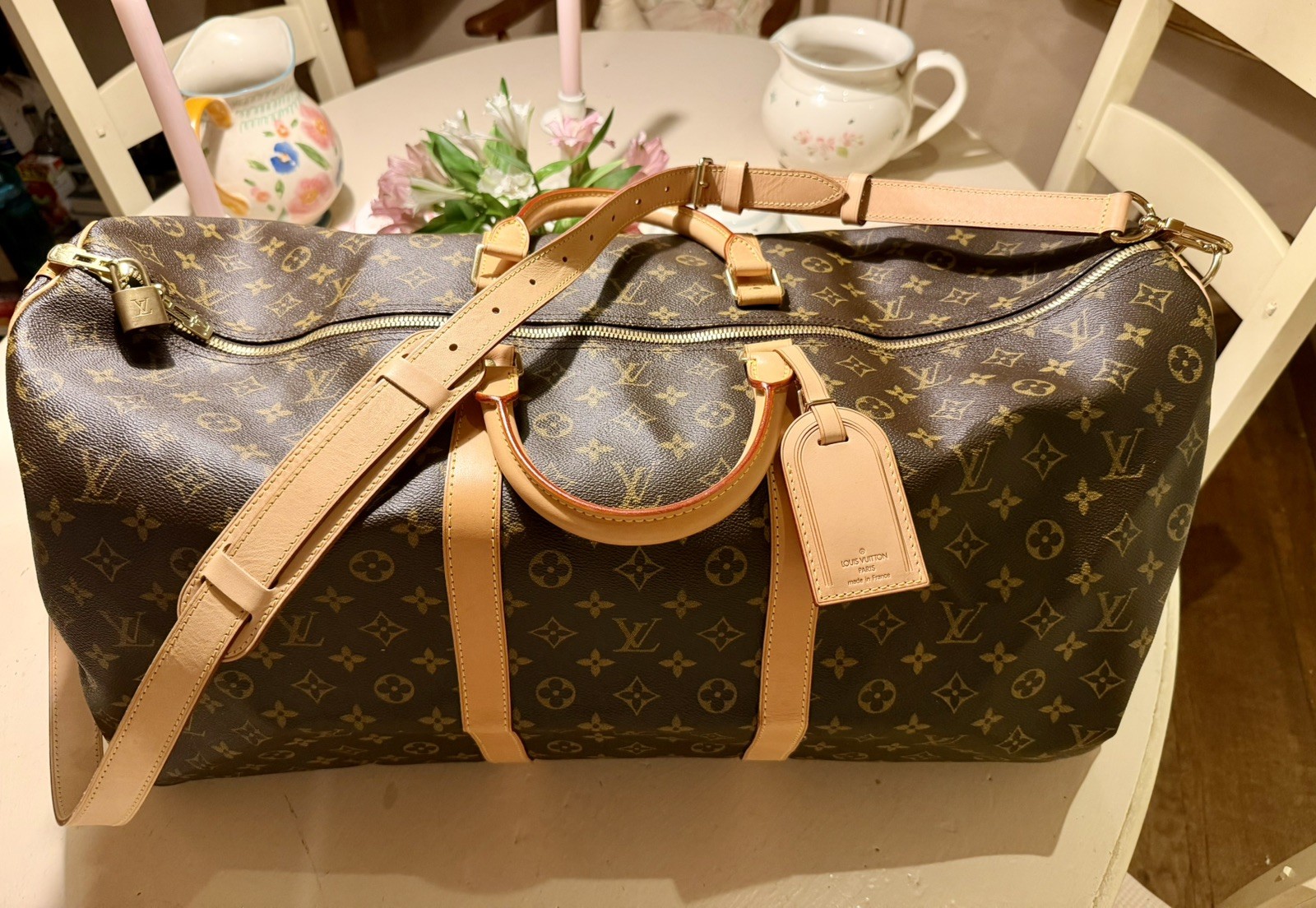 Auth Louis Vuitton Keepall Bandoulière 60 Monogram Canvas DISCONTINUED VGC