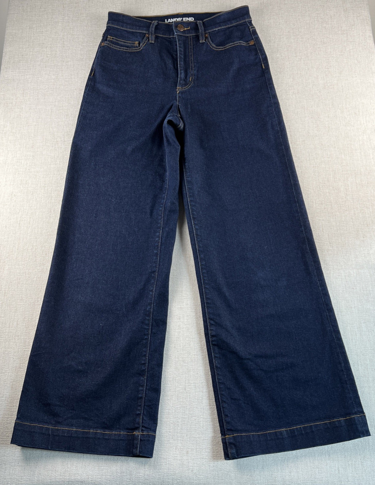 Lands End Women’s Recover Denim High Rise Wide Leg Jeans Size 6