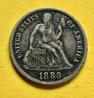 1889-S Liberty Seated Dime. 90% Silver. XF Condition. Charity Auction. ￼