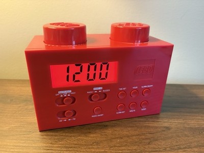 Lego Red Brick Portable Alarm Clock AM/FM Radio LG11012 Tested Excellent 2009