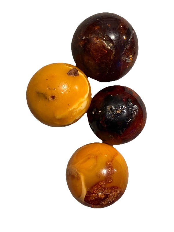 Vintage amber beads natural- 2 Light & 2 Darker Beads
