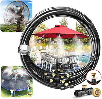 33FT Patio Misting System Outdoor Cooling Kit Brass Nozzle Mister Set