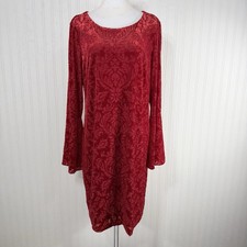 ECI Velvet Burnout Mini Dress Size Large Red Witchy Whimsigoth Bell Sleeve Lined